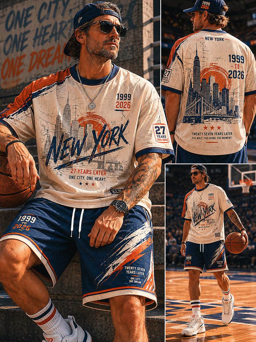 Vintage New York 1999-2026 Casual T-Shirt and Shorts Set