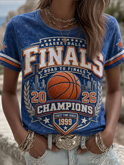 Women's Classic Basketball Fan Graphic Short-sleeved T-shirt