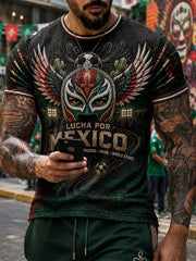 Men's Mexico Football Lover Art Printed T-shirt