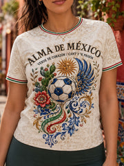Women's Mexico Football Lover Art Printed T-shirt
