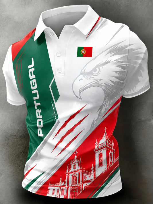 Men's Portugal Football Art Print Short-Sleeve Polo