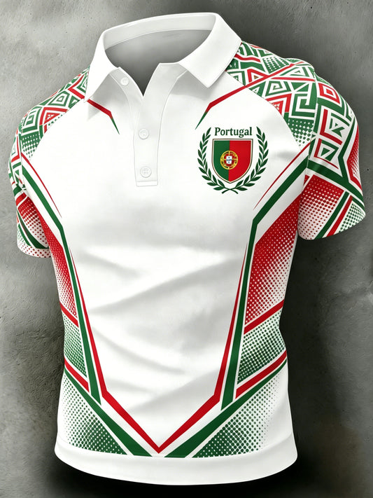 Men's Portugal Football Art Print Short-Sleeve Polo