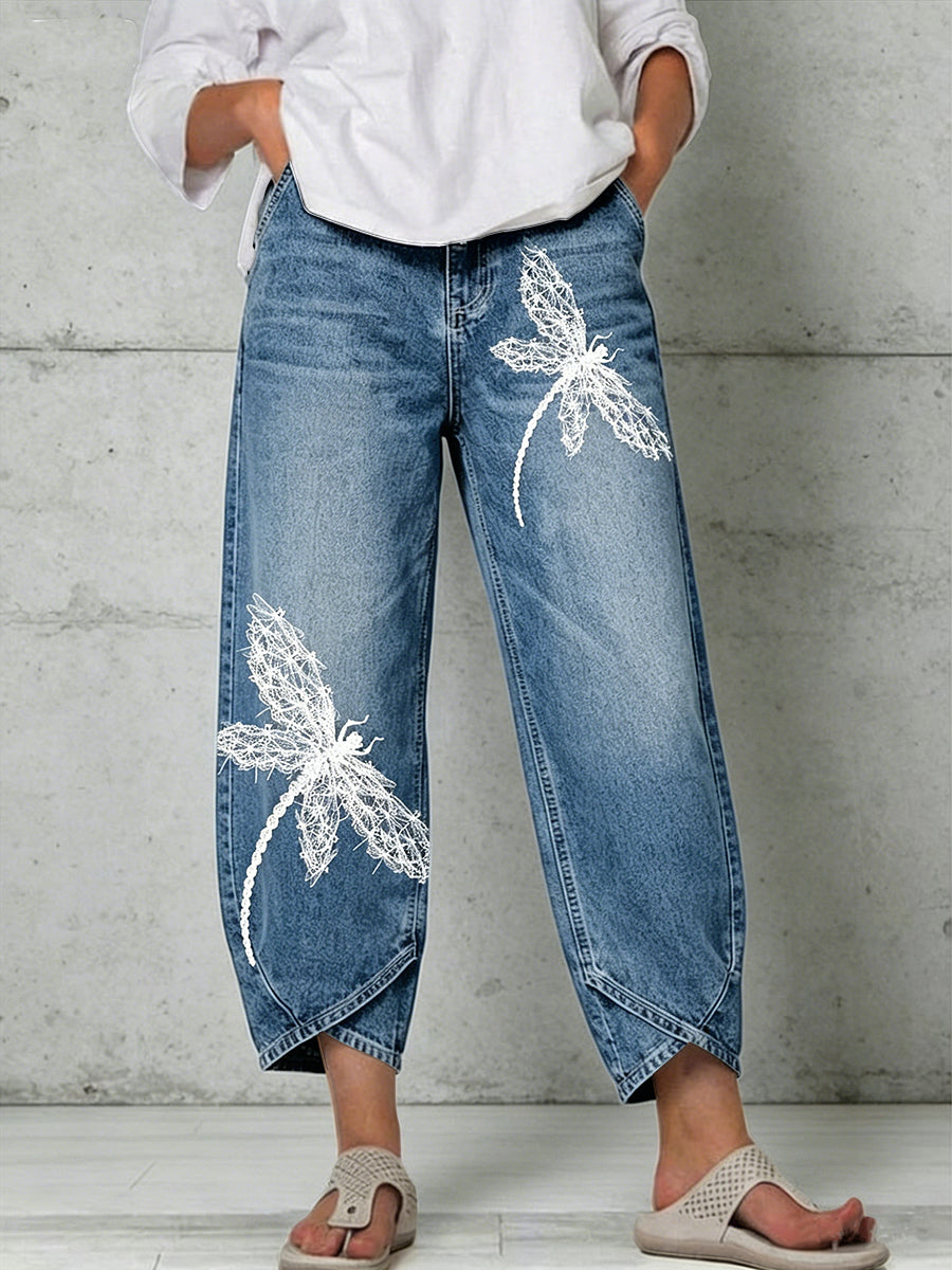 Women's Animal Dragonfly Art Print Trousers