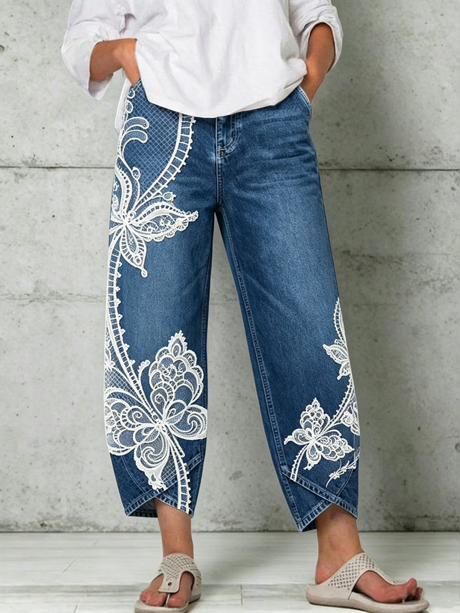 Women's Animal Butterfly Art Print Trousers