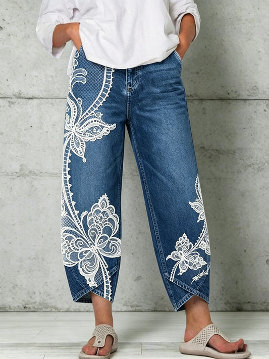Women's Animal Butterfly Art Print Trousers