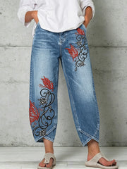 Women's Animal Butterfly Art Print Trousers