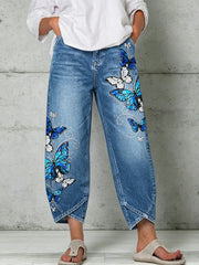 Women's Animal Butterfly Art Print Trousers