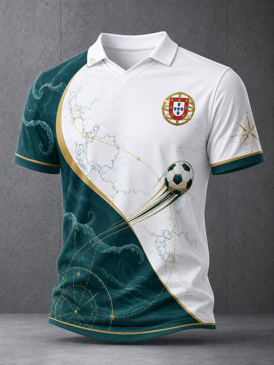 Men's Portugal Football Fan Art Print V-Neck Top