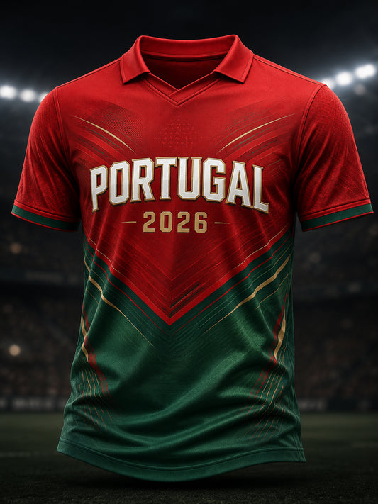 Men's Portugal Football Fan Art Print V-Neck Top