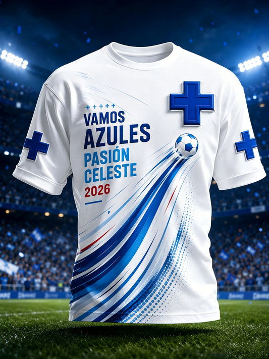 Men's Mexican Cruz Azul Football Fan Culture & Art Graphic T-Shirt