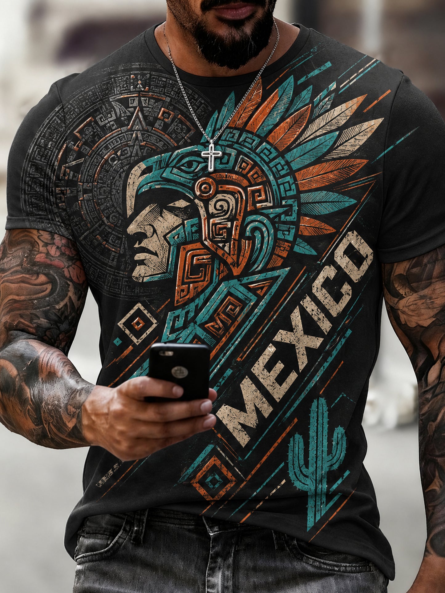 Men's Mexico Football Fan Art Print T-Shirt