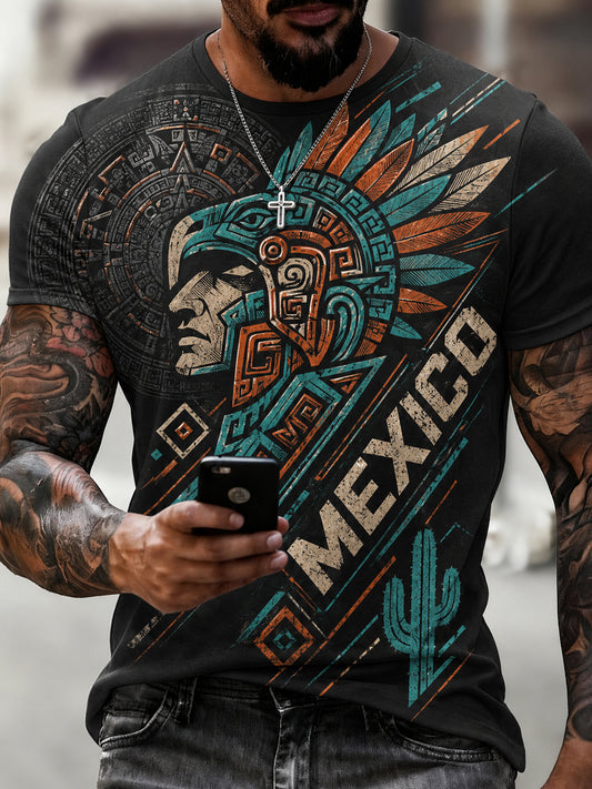 Men's Mexico Football Fan Art Print T-Shirt