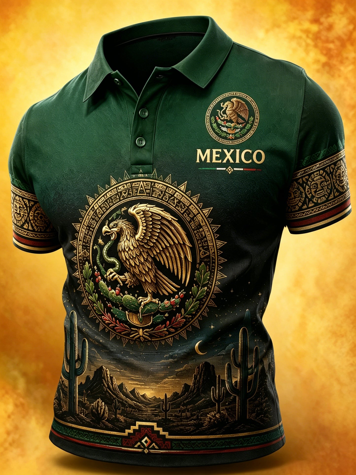 Men's Mexico Football Fan Art Print Polo