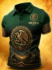 Men's Mexico Football Fan Art Print Polo