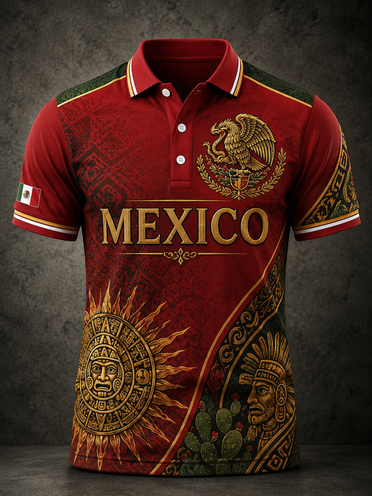 Men's Mexico Football Fan Art Print Polo
