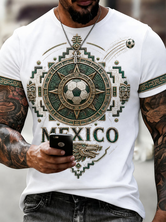 Men's Mexico Football Fan Art Print T-Shirt