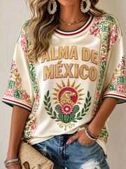 Women's Mexico Football Lover Art Printed T-shirt
