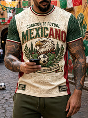 Men's Mexico Football Lover Art Printed T-shirt