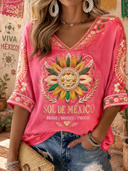 Women's Mexico Football Lover Art Printed T-shirt