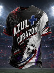 Men's Mexican Blue Cross Football Cheering Art Print T-Shirt