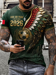 Men's Mexico Football Lover Art Printed T-shirt