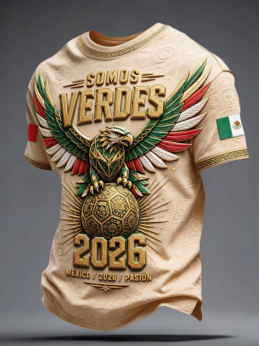 Men's Mexico Football Lover Art Printed T-shirt
