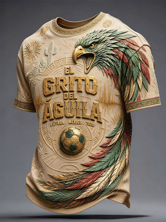 Men's Mexico Football Lover Art Printed T-shirt