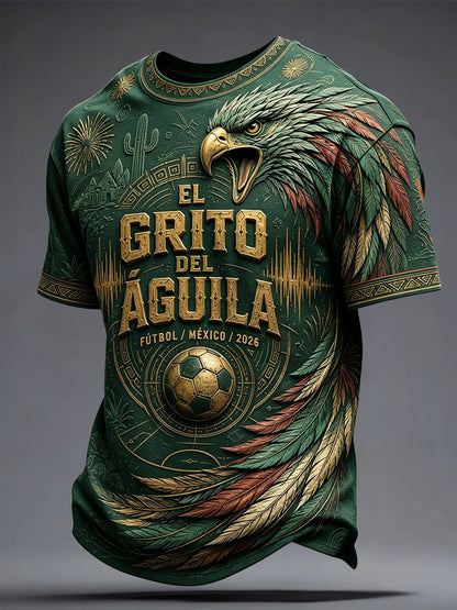 Men's Mexico Football Lover Art Printed T-shirt