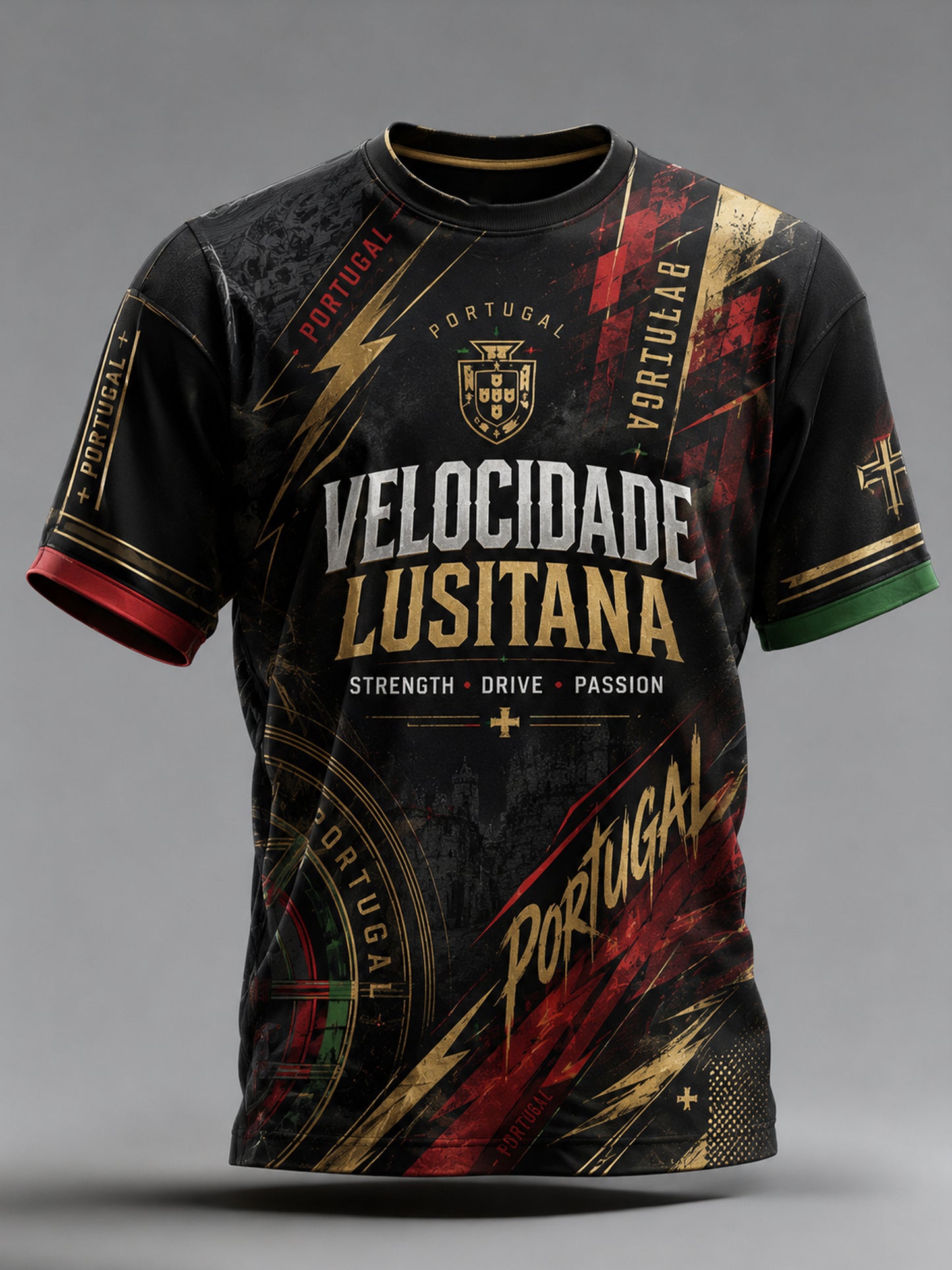 Men's Portugal Football Cheerleading Ocean-Themed Art Print T-Shirt