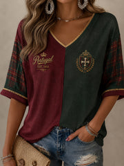 Women's Portuguese Football Print Casual T-shirt