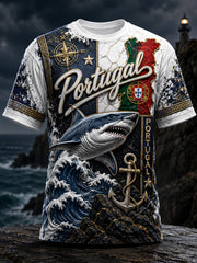 Men's Portugal Football Cheerleading Embossed Textured Art Print T-Shirt