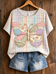 Women's Animal Butterfly  Printed Vintage Fashion Loose Short Sleeve T-Shirt