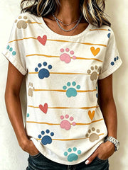 Women's  cute cat claw pattern short-sleeved T-shirt