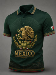 Men's Mexican Football Aztec Totem Element Art Print Polo Shirt