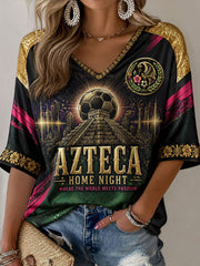 Women's Mexico Football Lover Art Printed Casual Tops