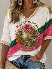 Women's Mexico Football Lover Art Printed Casual Tops