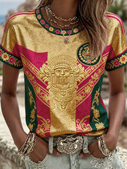 Women's Mexico Football Lover Art Printed T-shirt