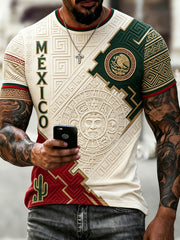 Men's Mexican Football Aztec Totem Element Art Print T-Shirt