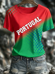 Women's Tops Featuring Artistic Prints Of Cheering Elements For The Portugal Football Match