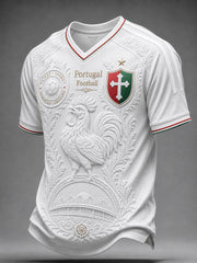 Retro Portuguese Football Fan Art Print Casual T-Shirt
