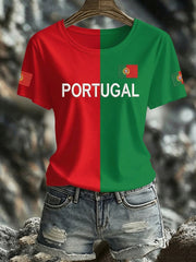 Women's Tops Featuring Artistic Prints Of Cheering Elements For The Portugal Football Match