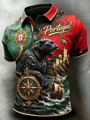 Men's Portuguese Football Match Cheering Element Art Print Polo