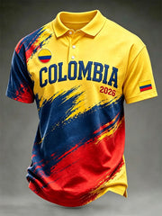 Colombian football casual printed unisex polo shirt
