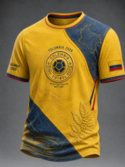 Retro 2026 Colombia Soccer Patchwork Casual T-Shirt
