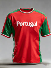 Men's Portugal Football Match Cheering Embossed Textured Art Print T-Shirt