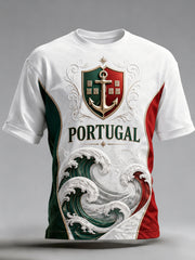 Men's Portugal Football Match Cheering Embossed Textured Art Print T-Shirt