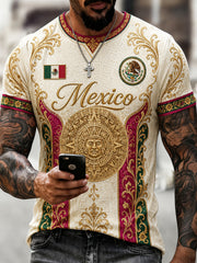 Men's Mexican Football Cheering Fan-Themed Art Print T-Shirt