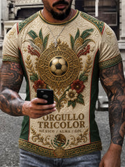 Men's Mexico Football Lover Art Printed T-shirt