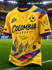 Men's 2026 Colombian football casual printed unisex short-sleeved T-shirt