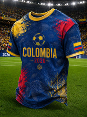 Men's 2026 Colombian football casual printed unisex short-sleeved T-shirt